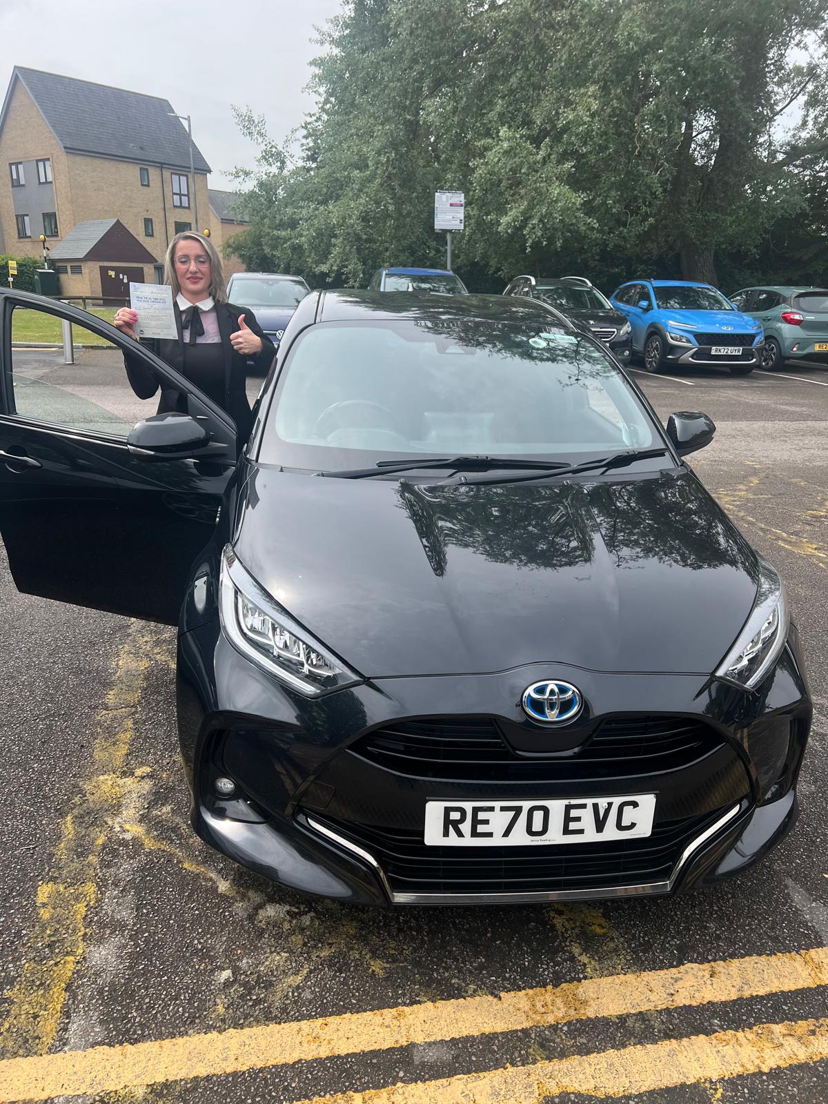 Student with driving test pass